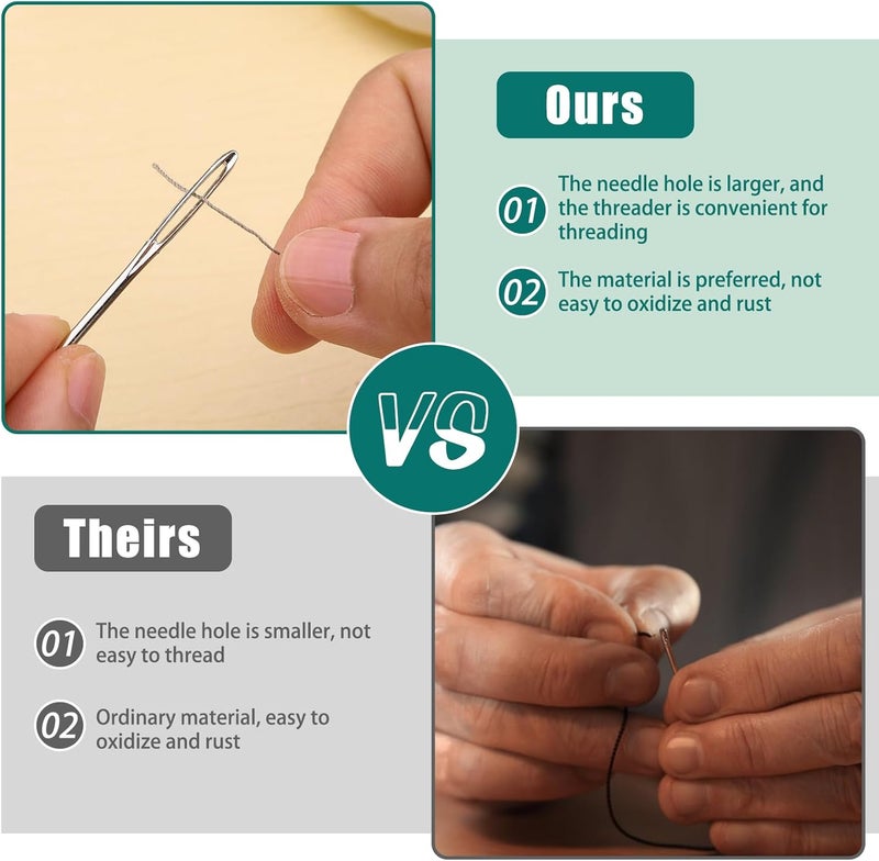 Bupete 65 Pcs 12 Sizes Large Eye Blunt Needles Set, Large Eye Sewing Needles, Tapestry Needles, Yarn Needles with Threaders, Embroidery Needles for Hand Sewing for Knitting Sewing - Image 5